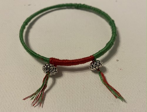 Cathryn Jakicic's Floss Wrapped Bangle Bracelets - , Contemporary Wire Jewelry, , you can use the floss tails to add charms or buttons.